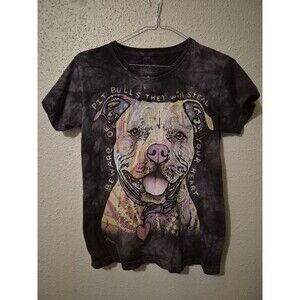 The Mountain T-shirt  S  Black Tie-Dye Dog Dean Russo Pit Bull Love Rescue
